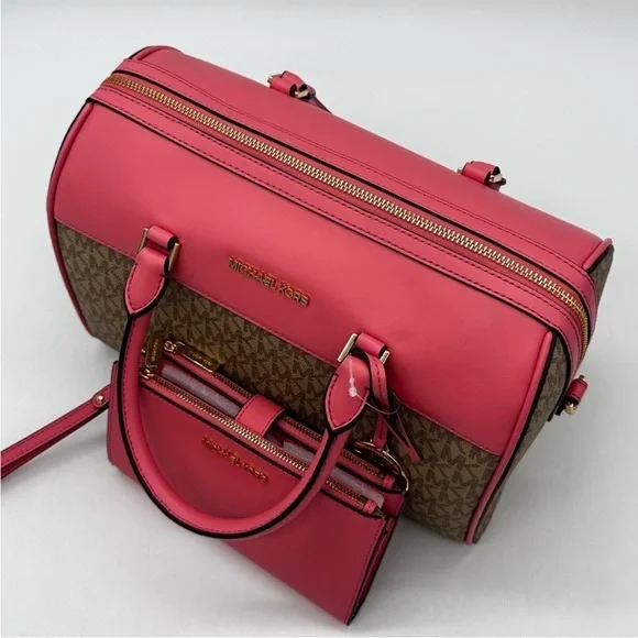 Michael Kors MK Jet Set Travel Medium Duffle Satchel Bag & Double Zip Wallet - Picture 5 of 14